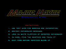 Major Havoc title screen